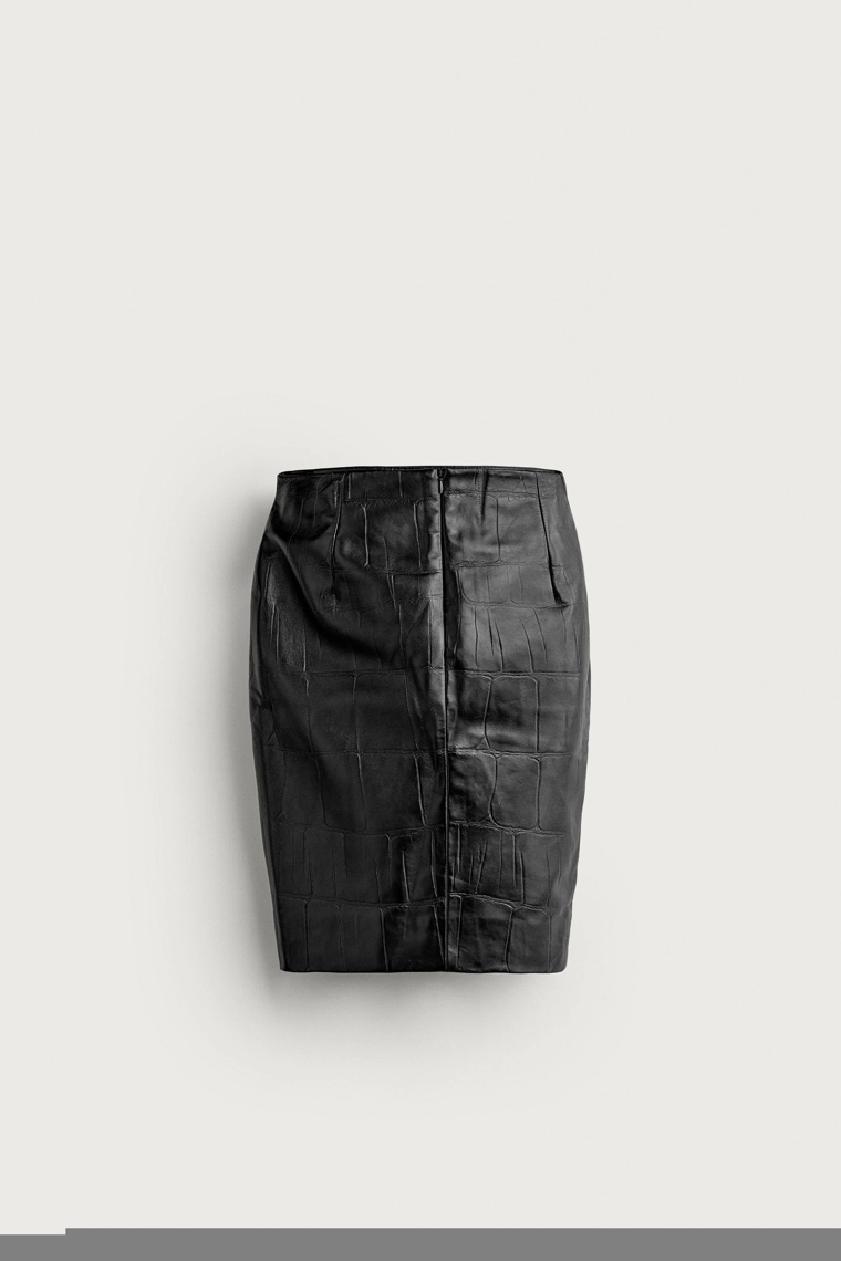 Юбка-миди из 100% кожи zw collection