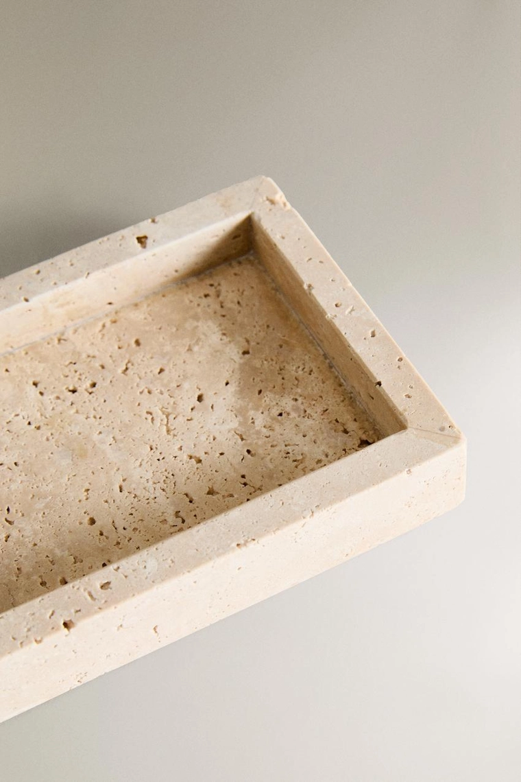 Бежевая мраморная мыльница для ванной