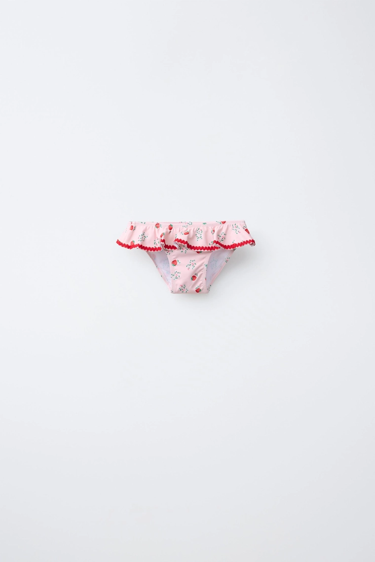 Плавки для купания: две пары с оборками и принтом клубники 1-6 лет