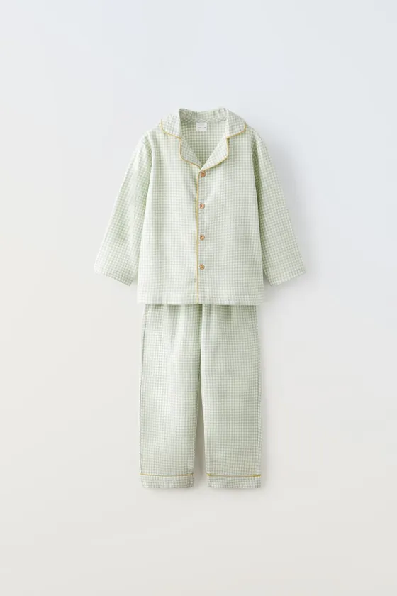 ДЕТСКАЯ ПИЖАМА В КЛЕТЧАТУЮ ПОЛОСКУ