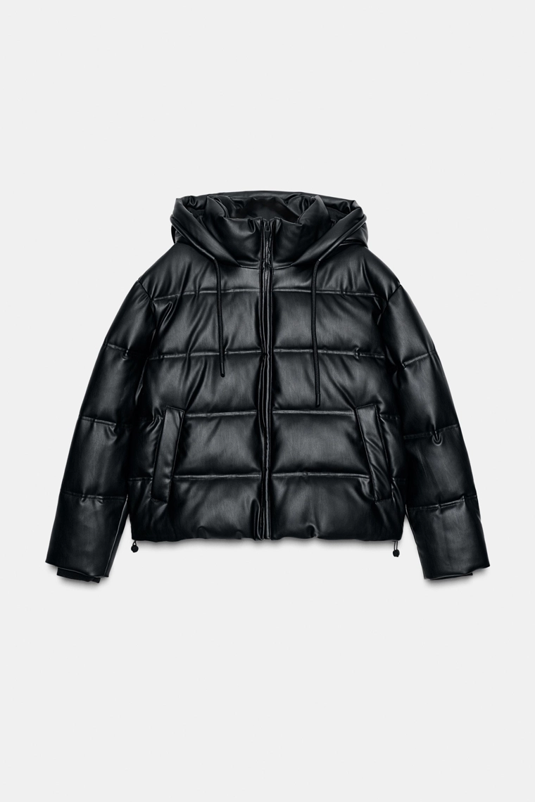 Ветрозащитный куртка-анорак из водоотталкивающего квилта из эко-кожи