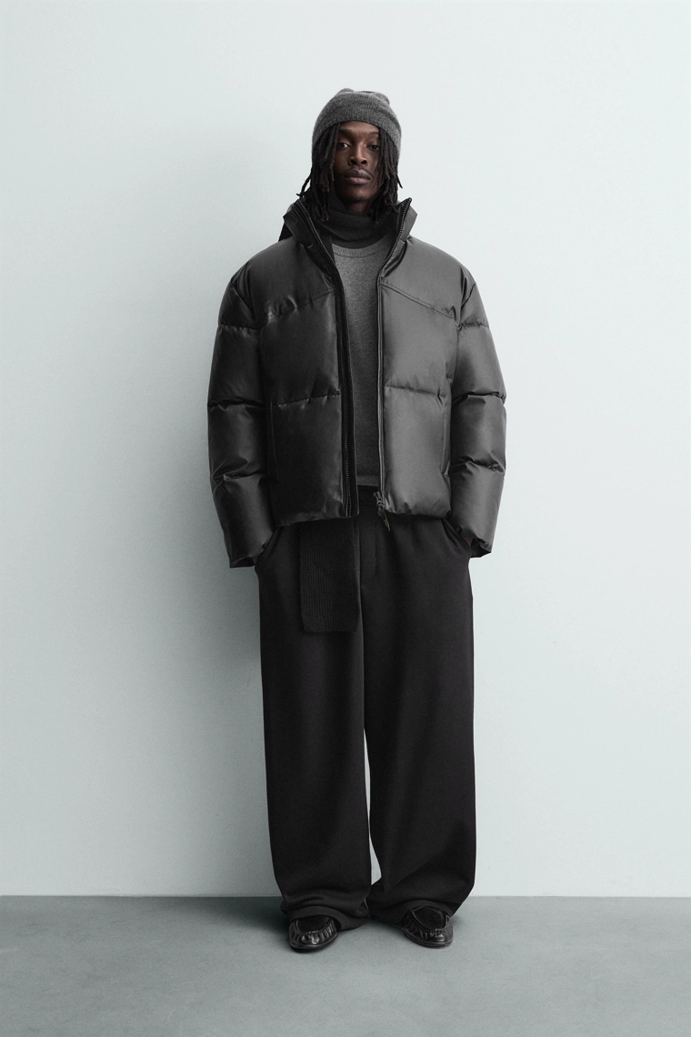 Куртка стеганая с эффектом кожи