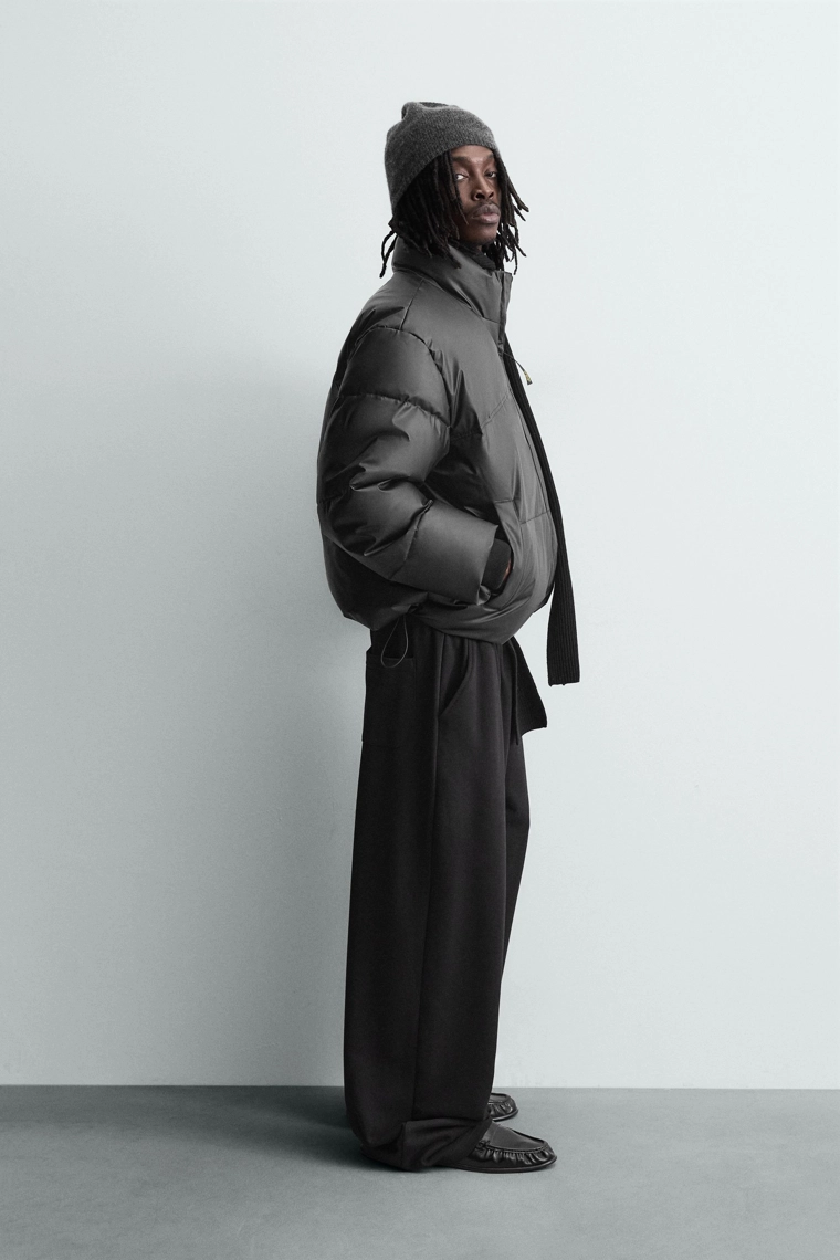 Куртка стеганая с эффектом кожи