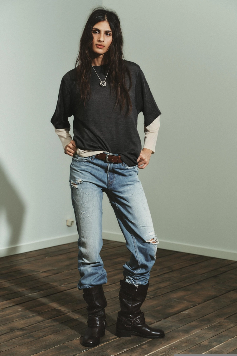 Двухслойный вязаный свитер