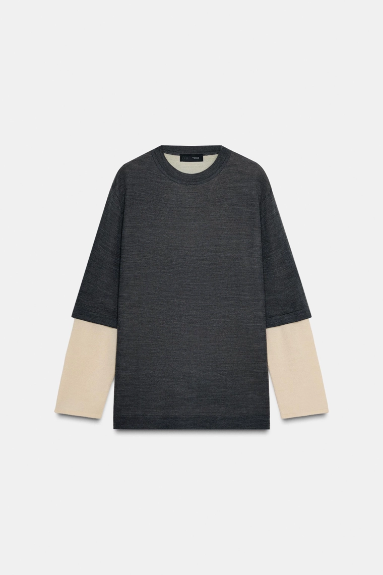 Двухслойный вязаный свитер