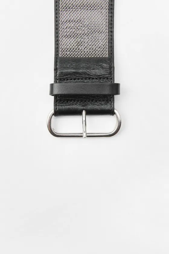 КОЖАНЫЙ БРАСЛЕТ С МЕТАЛЛИЧЕСКОЙ СЕТКОЙ