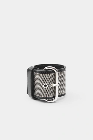 Кожаный браслет с металлической сеткой- Заказать в России