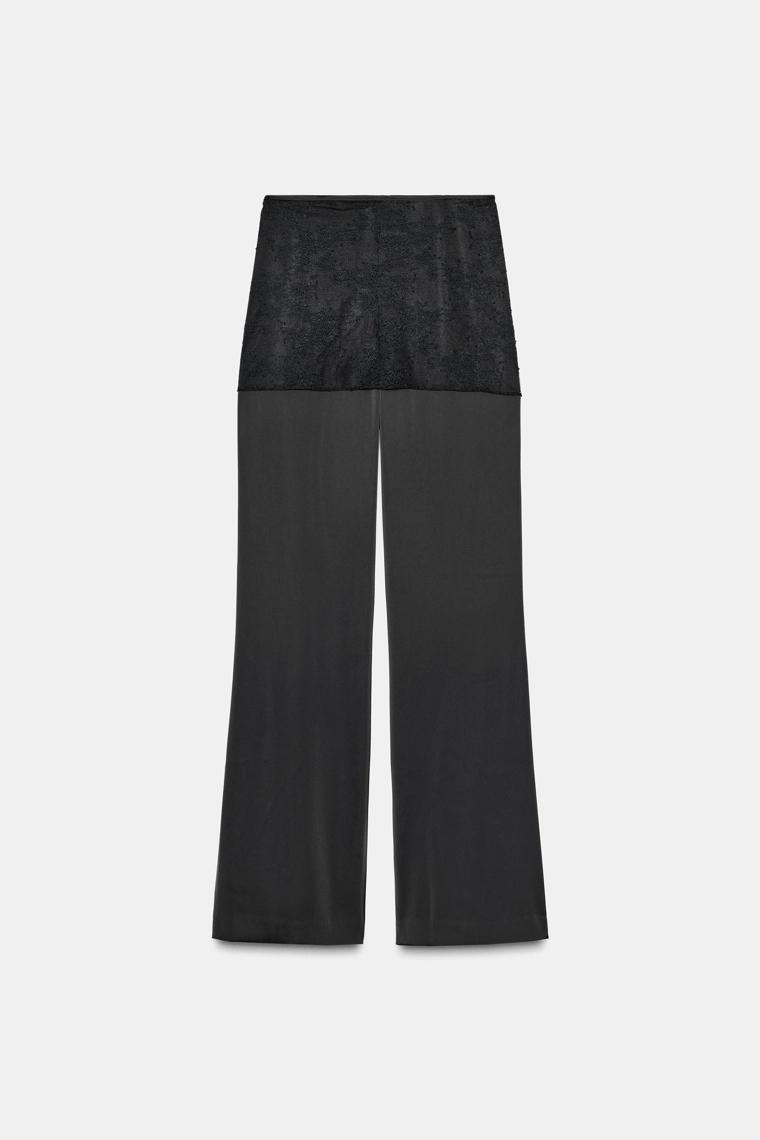 Брюки-парео из атласа с кружевными деталями