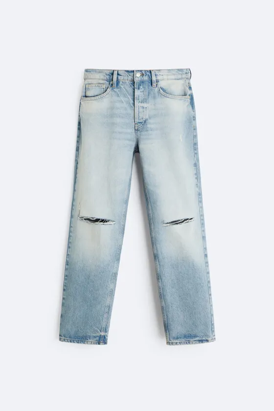 РВАНЫЕ ДЖИНСЫ ПРЯМОГО КРОЯ