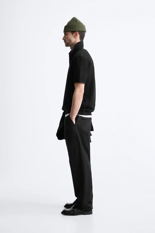 Поло с контрастными деталями в рубчик- Заказать в России