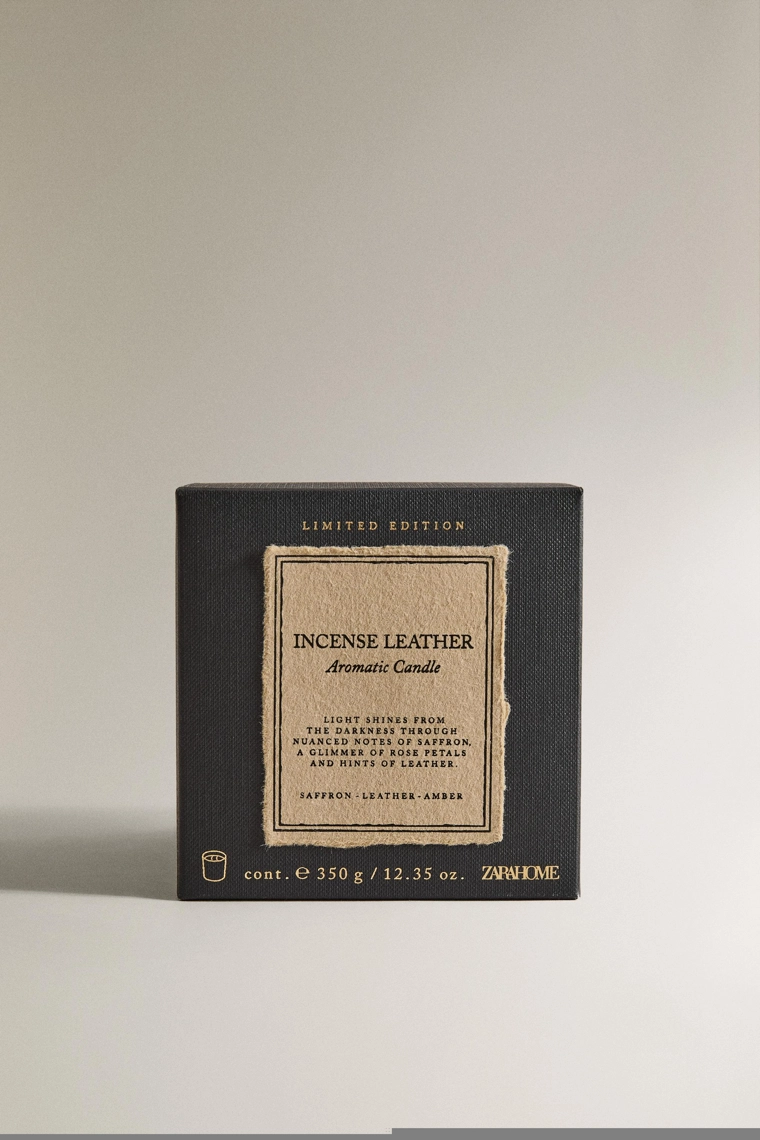 Кожаная свеча с ароматом благовоний (350 г)