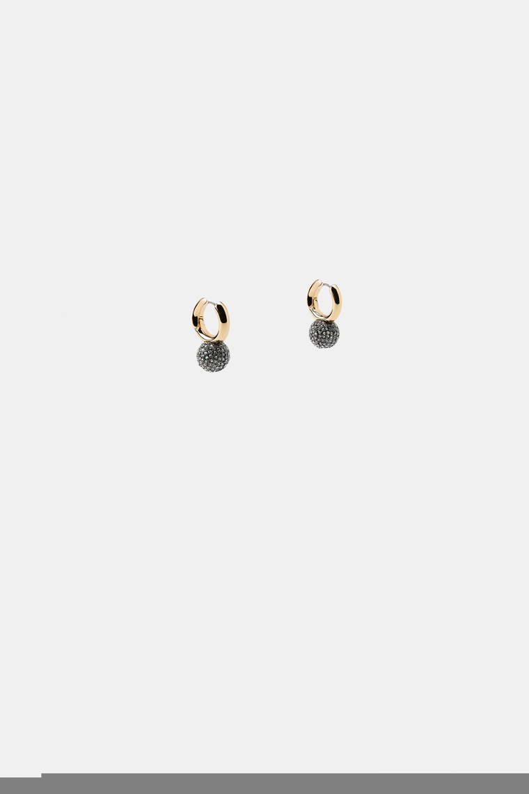 Серьги-кольца с бусинами из страсса