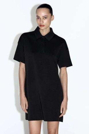 Платье с воротником поло и короткими рукавами- Заказать в России