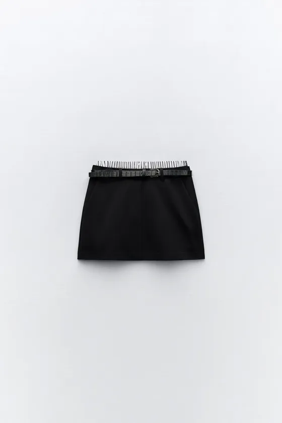 ЮБКА-ШОРТЫ С КОНТРАСТНЫМ ЭЛАСТИЧНЫМ ПОЯСОМ