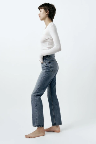 Джинсы TRF прямого кроя с высокой посадкой- Заказать в России