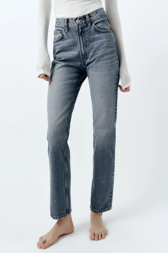 ДЖИНСЫ TRF ПРЯМОГО КРОЯ С ВЫСОКОЙ ПОСАДКОЙ