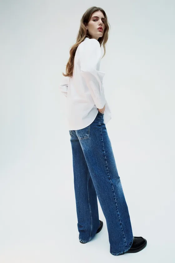 РУБАШКА ИЗ ПОПЛИНА С ВОРОТНИКОМ МАО