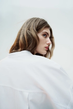 Рубашка из поплина с воротником мао- Заказать в России