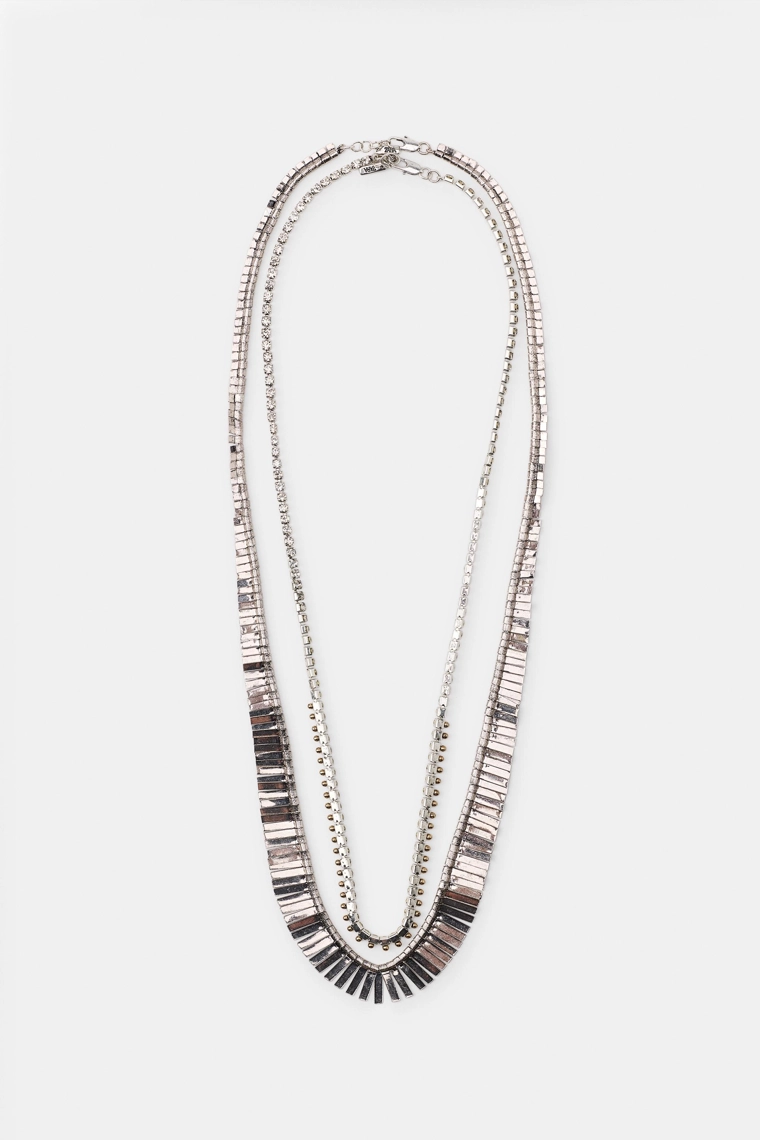 Набор из 2 металлических ожерелий с блестящими пластинами