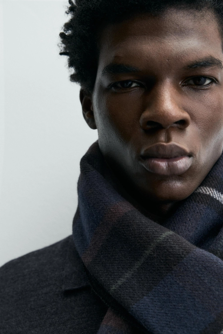 Шарф в клетку с двух сторон