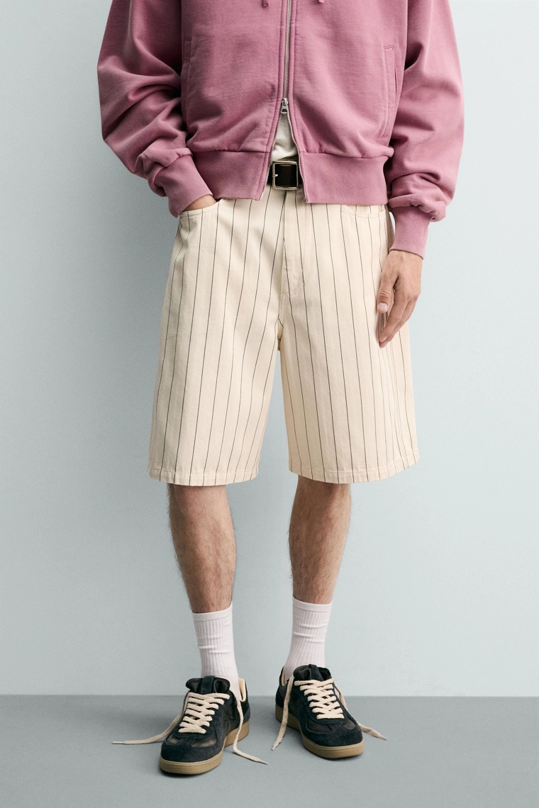 Багги-шорты-бермуды свободного кроя в полоску
