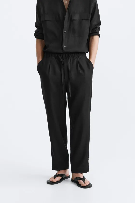 БРЮКИ-ДЖОГГЕРЫ ИЗ 100% ЛЬНА