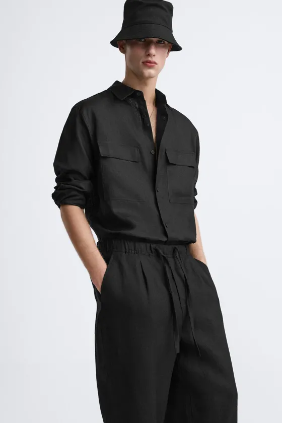 БРЮКИ-ДЖОГГЕРЫ ИЗ 100% ЛЬНА