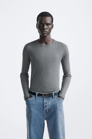 Футболка из полупрозрачной ткани в рубчик- Заказать в России