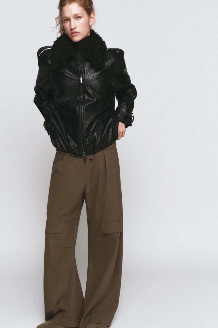 Пилотка из искусственной кожи коллекции zara woman