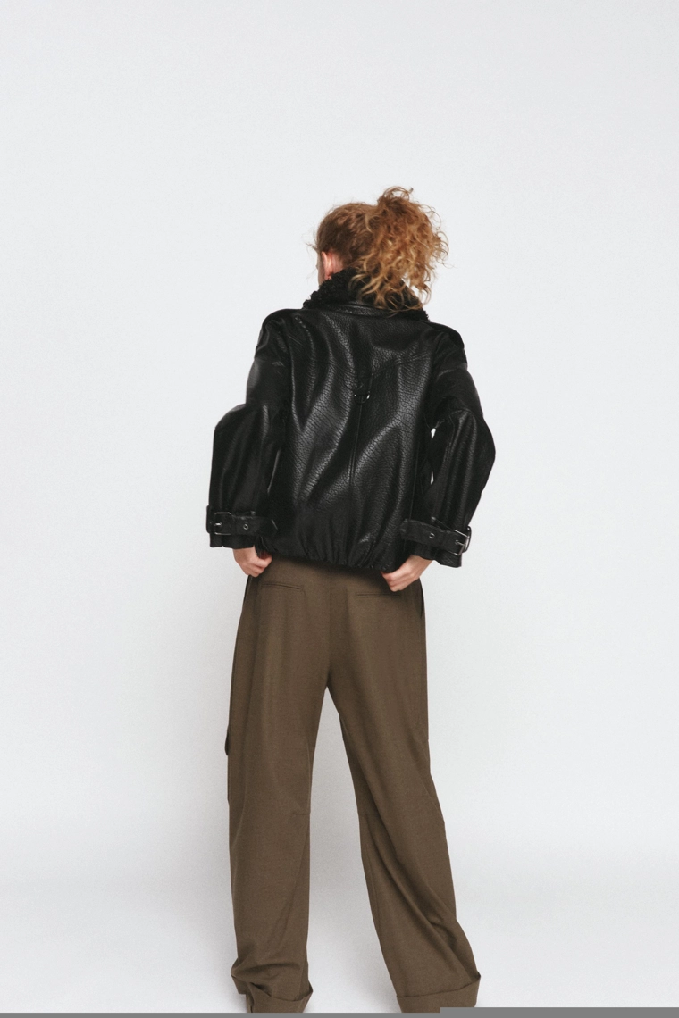 Пилотка из искусственной кожи коллекции zara woman