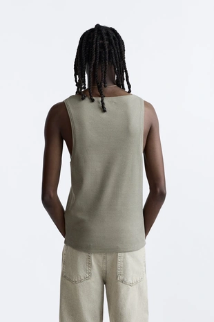 Майка без рукавов в рубчик- Заказать в России