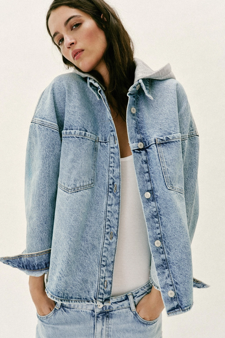 Джинсовая толстовка с капюшоном oversize z1975