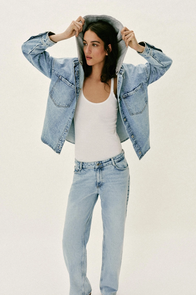 Джинсовая толстовка с капюшоном oversize z1975