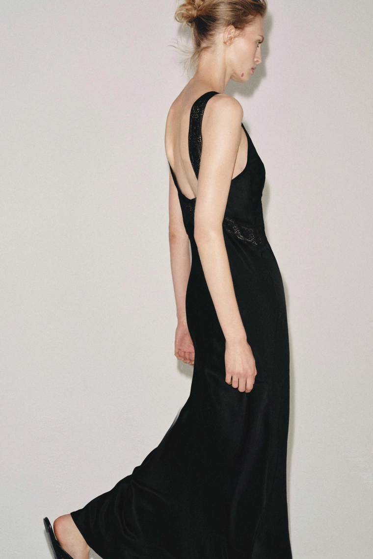 Платье из атласа с кружевом коллекции zw