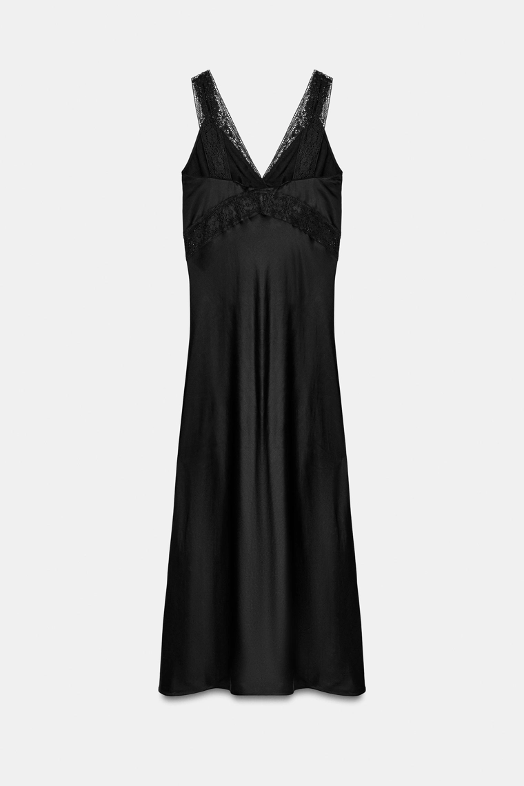 Платье из атласа с кружевом коллекции zw