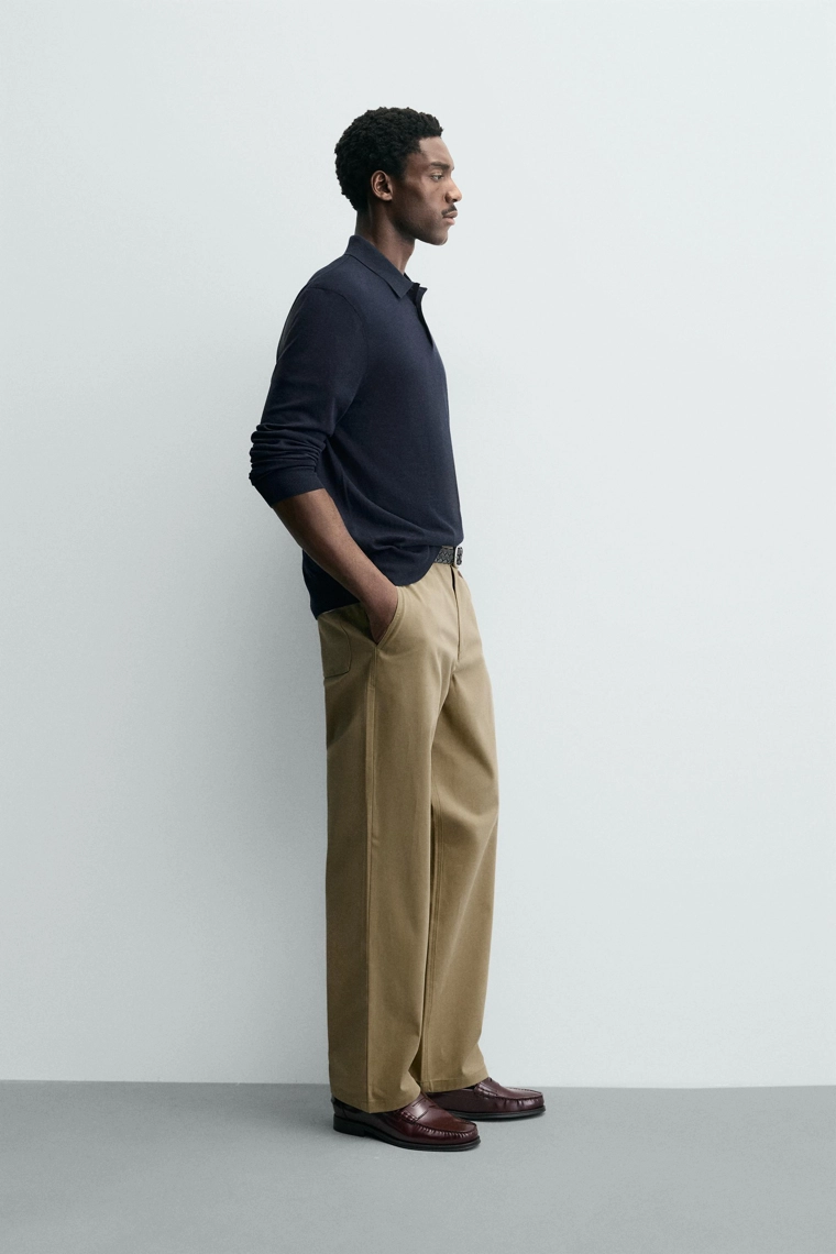 Поло из шерстяной смеси с вязаным узором