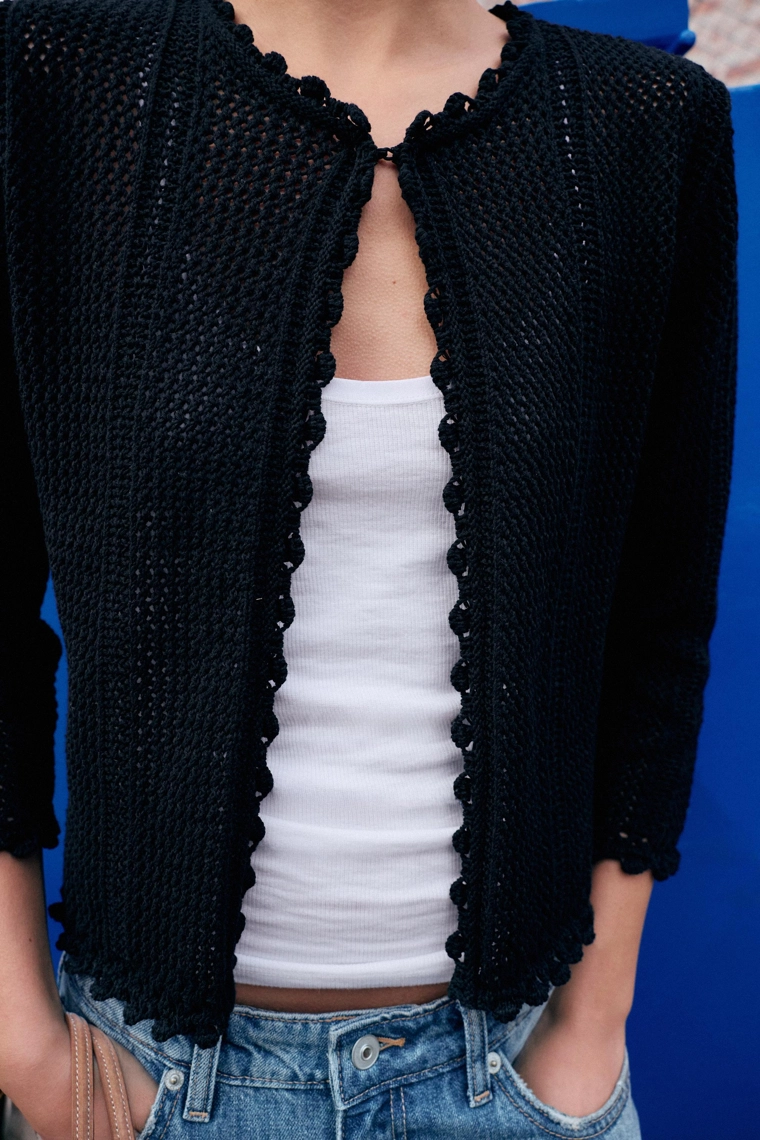 Кардиган с вязаным узором