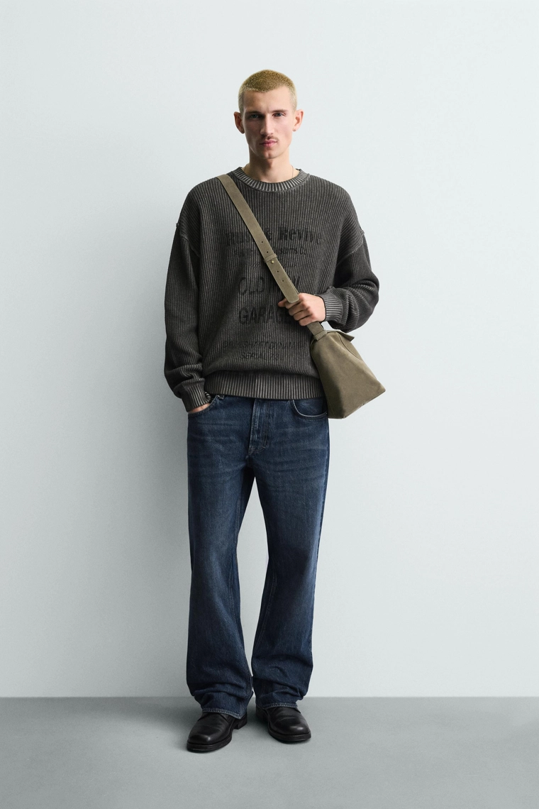 Джемпер с принтом и эффектом выцветания