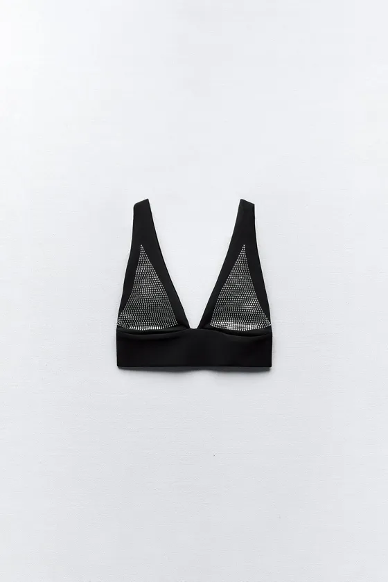 УКОРОЧЕННЫЙ ТОП ИЗ БЛЕСТЯЩЕЙ ТКАНИ