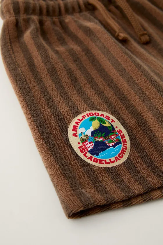 ШОРТЫ ИЗ МАХРОВОЙ ТКАНИ В ПОЛОСКУ