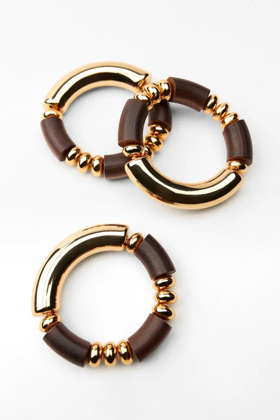 НАБОР ИЗ 3 ЭЛАСТИЧНЫХ ДЕРЕВЯННЫХ БРАСЛЕТОВ