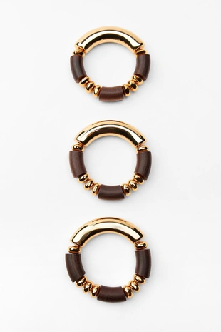 Набор из 3 эластичных деревянных браслетов- Заказать в России