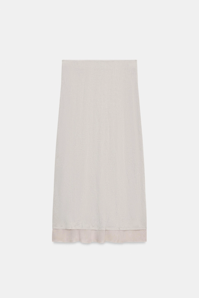 Юбка миди с волнистыми складками из вязаного материала