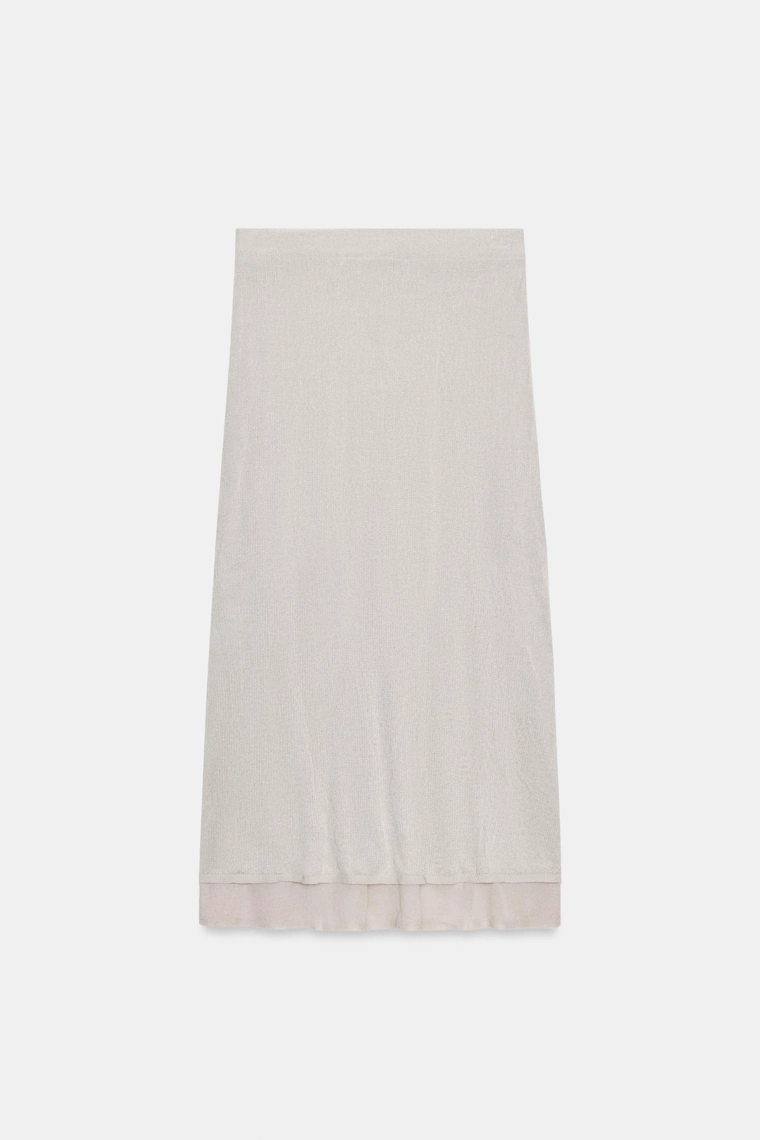 Юбка миди с волнистыми складками из вязаного материала