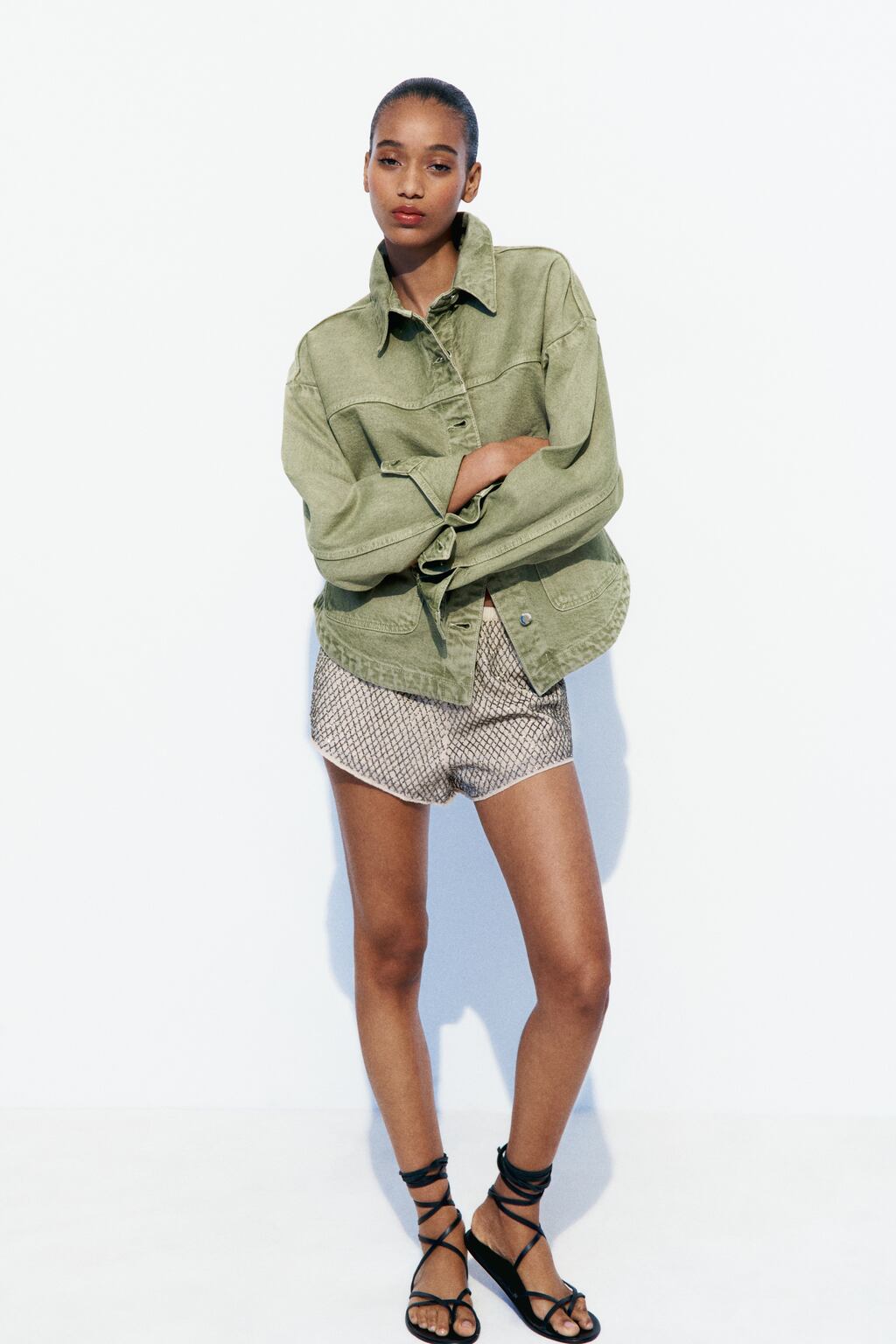 Zara Джинсовая куртка z1975 - Цвет хаки - khaki | 0108/034