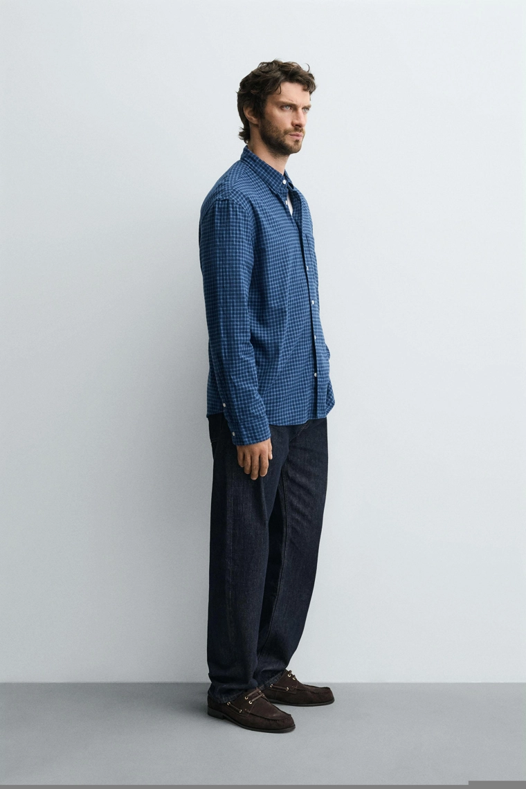 Рубашка в клетку из фланели