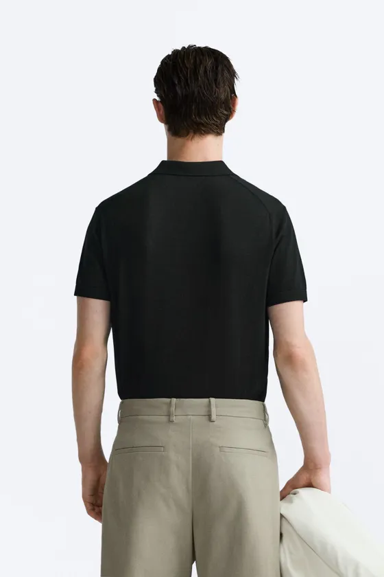 ТРИКОТАЖНОЕ ПОЛО ИЗ ХЛОПКА И ШЕЛКА