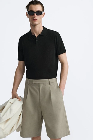 Трикотажное поло из хлопка и шелка- Заказать в России