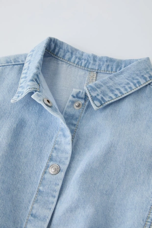 Джинсовая рубашка с узлом- Заказать в России