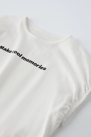 Футболка из рельефной ткани с надписью- Заказать в России